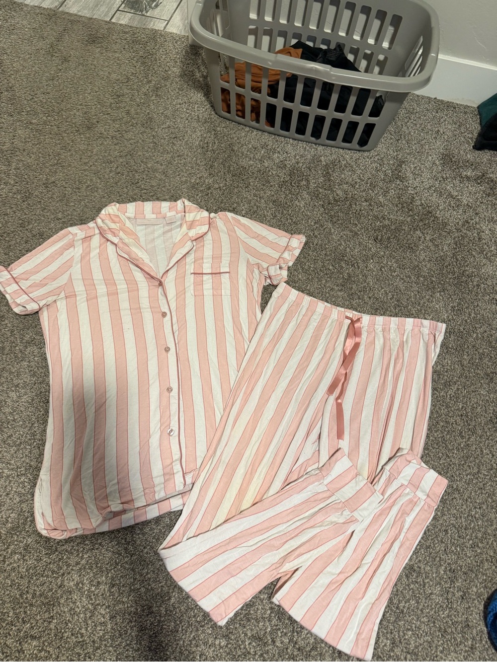 Rachel Parcell Striped Pink and White Womens Pajama Set